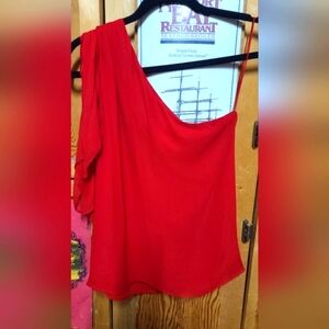 EUC Alice + Olivia One-Shoulder Red Top